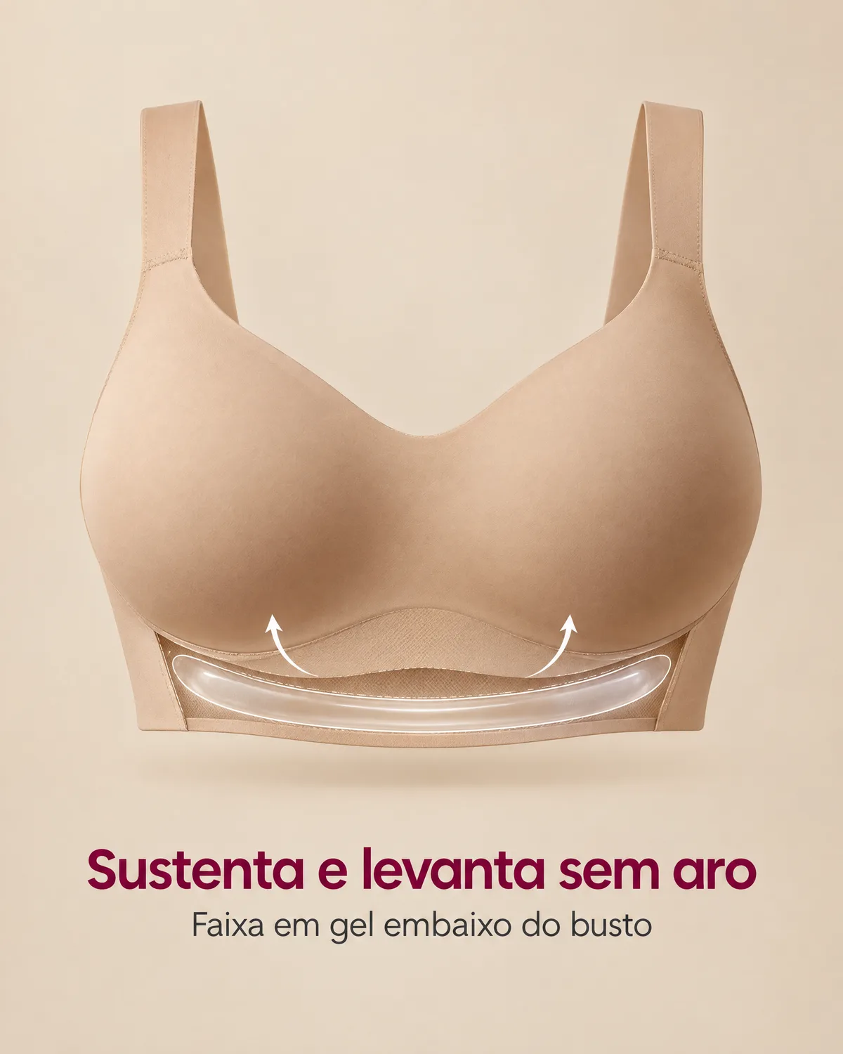 Faixa em gel embaixo do busto do sutiã Vivace