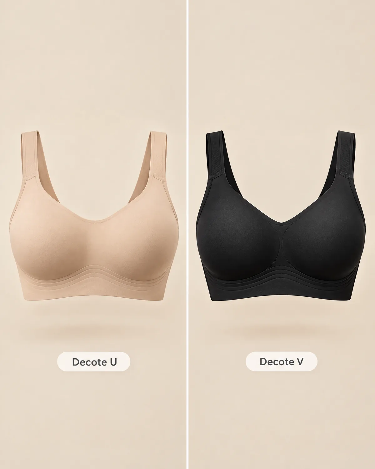 Comparação entre o decote U e o decote V